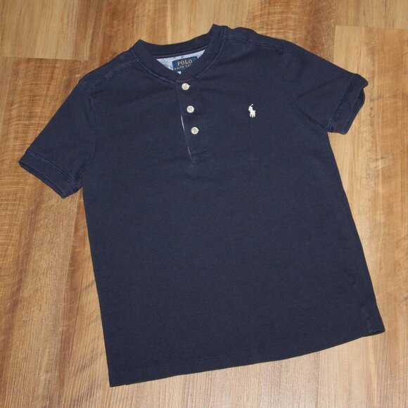 LIKE NEW Boy's SIZE 7 POLO Ralph Lauren Navy Blue Henley Top - Picture 1 of 2